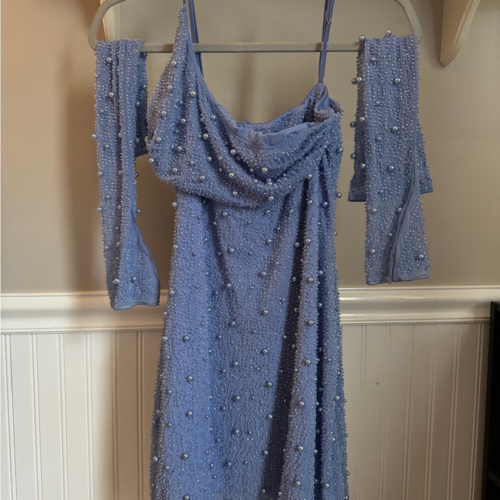 Oh Polly Blue Beaded Dress